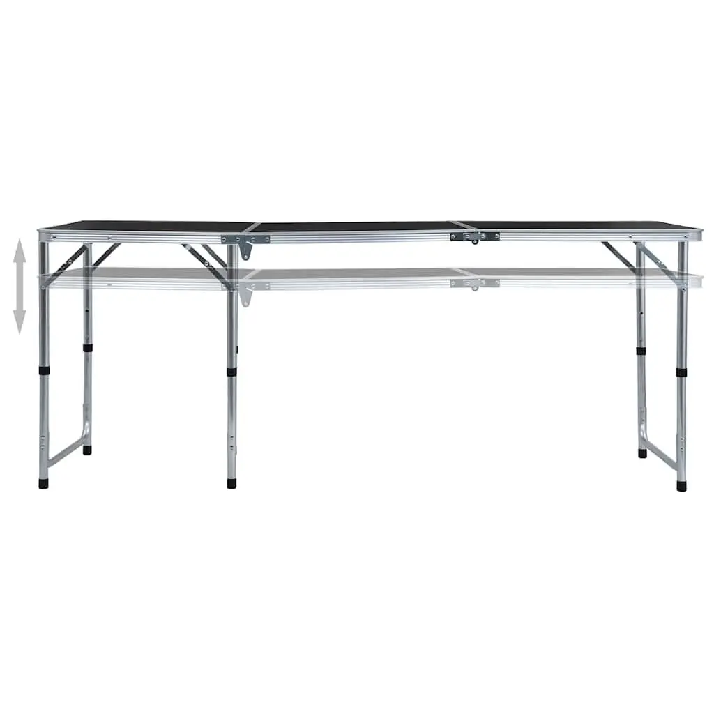 Foldable Camping Table Adjustable Height Grey Portable Outdoor 180 x 60 cm