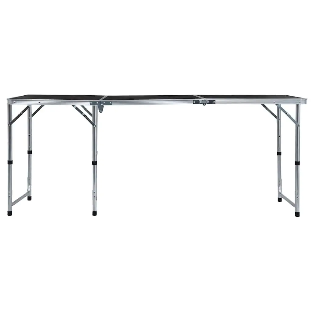 Foldable Camping Table Adjustable Height Grey Portable Outdoor 180 x 60 cm