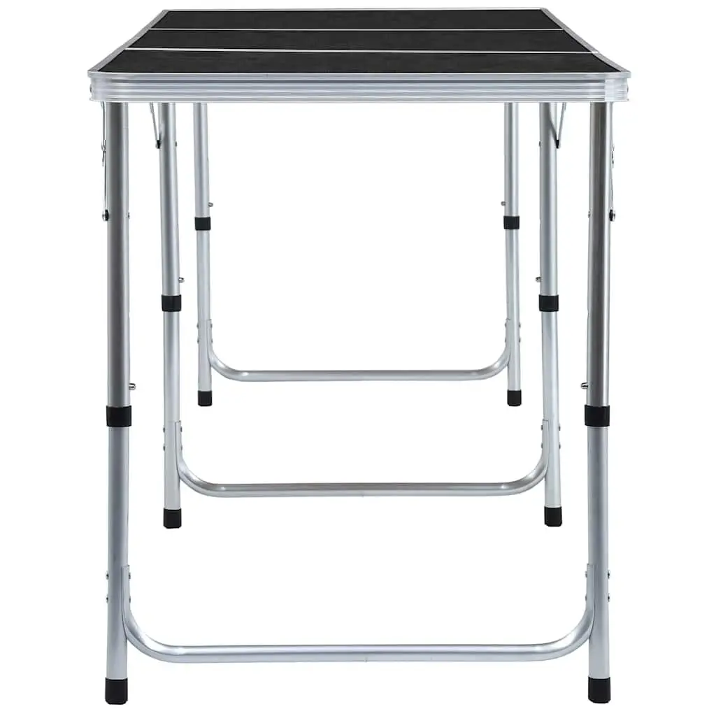 Foldable Camping Table Adjustable Height Grey Portable Outdoor 180 x 60 cm
