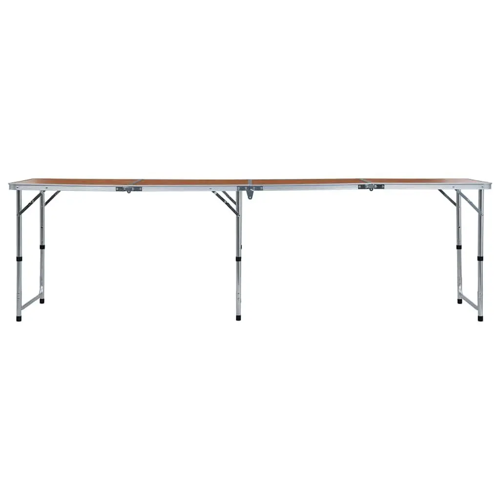 Foldable Camping Table Adjustable Height 240x60 cm Brown Portable Picnic Outdoor