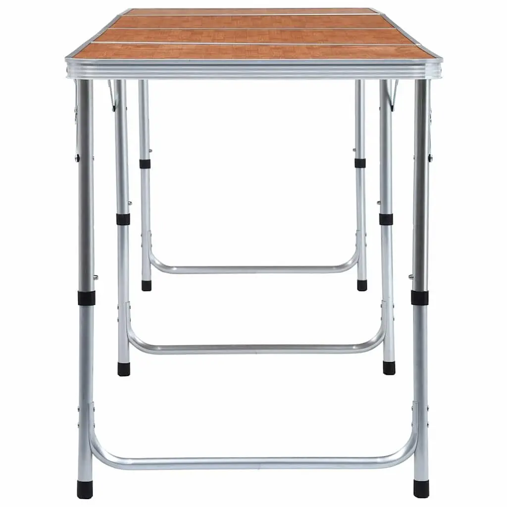 Foldable Camping Table Adjustable Height 240x60 cm Brown Portable Picnic Outdoor