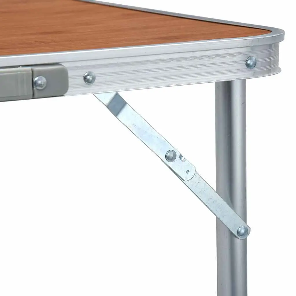 Foldable Camping Table Adjustable Height 240x60 cm Brown Portable Picnic Outdoor