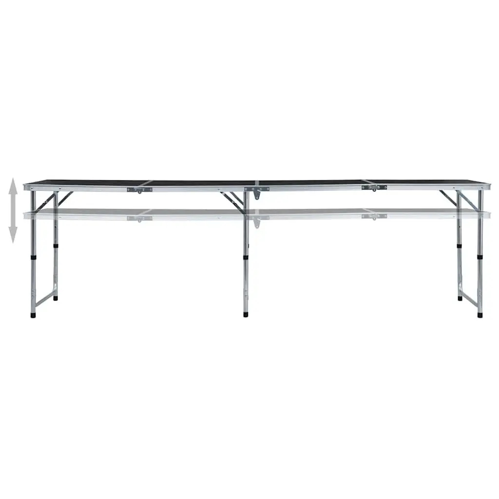 Foldable Camping Table Adjustable Height 55cm to 70cm Grey Portable Outdoor Picnic Garden