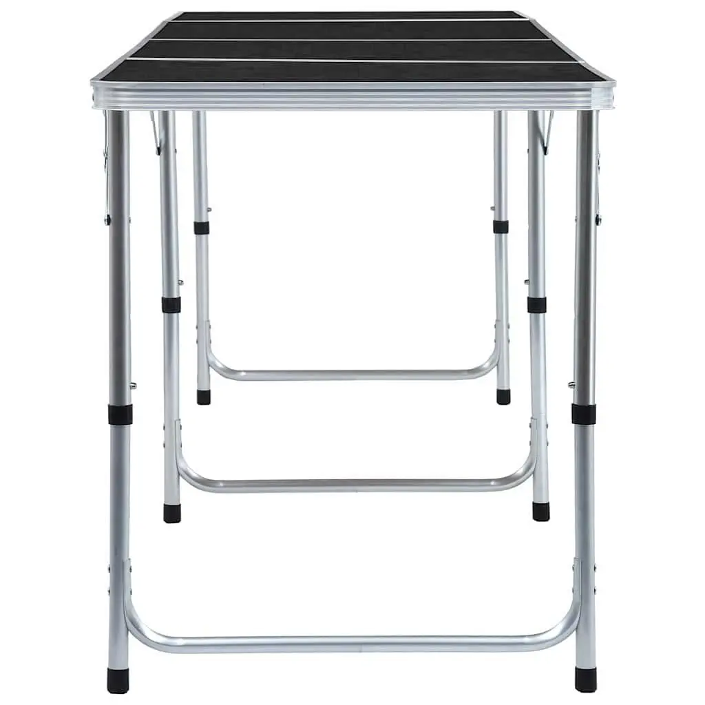 Foldable Camping Table Adjustable Height 55cm to 70cm Grey Portable Outdoor Picnic Garden