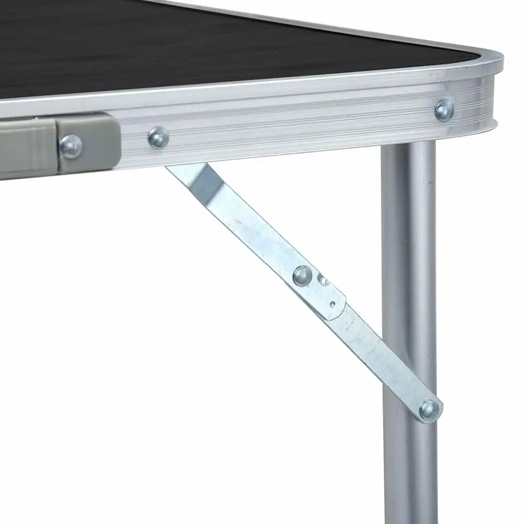 Foldable Camping Table Adjustable Height 55cm to 70cm Grey Portable Outdoor Picnic Garden