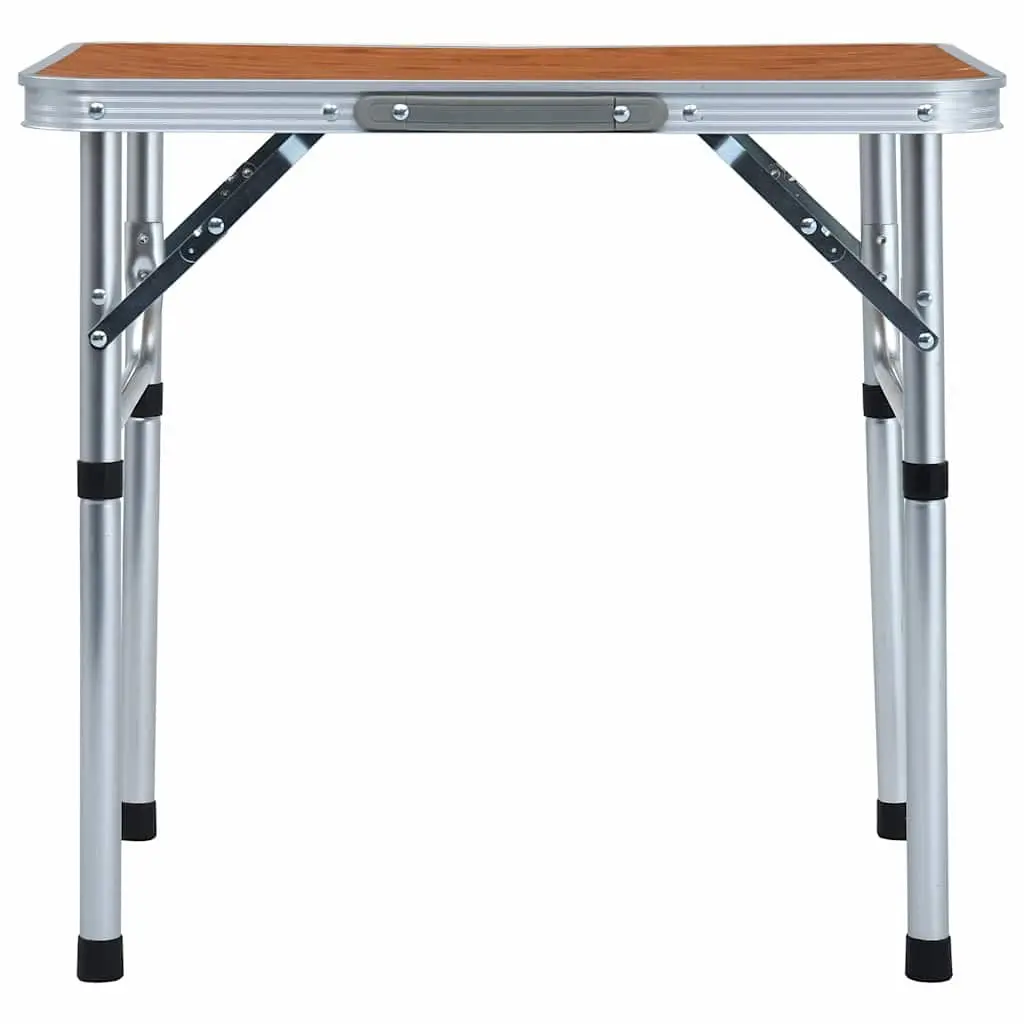Folding Camping Table Outdoor Picnic BBQ 60 x 45 cm Brown Portable Lightweight Aluminum