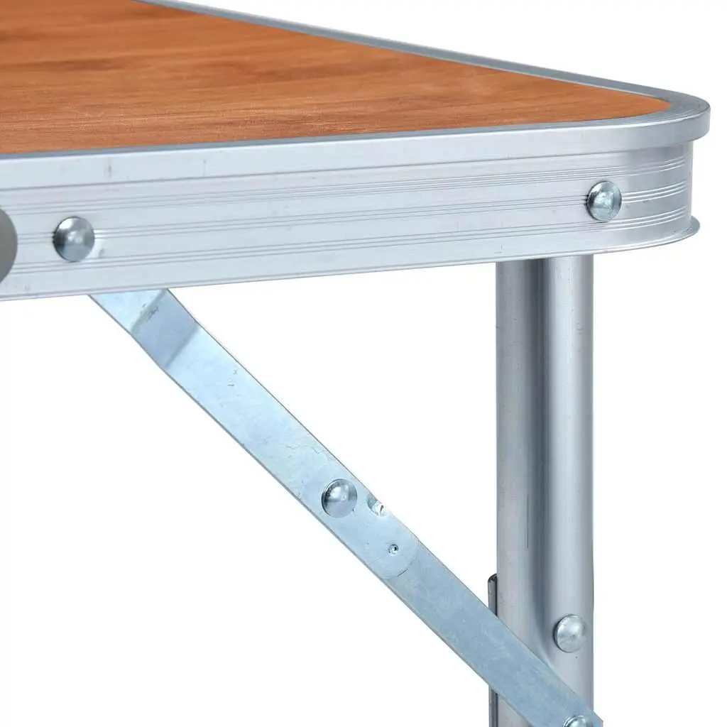 Folding Camping Table Outdoor Picnic BBQ 60 x 45 cm Brown Portable Lightweight Aluminum