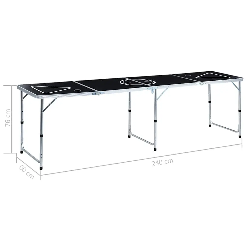 Folding Beer Pong Table Portable Indoor Outdoor 240 cm Black