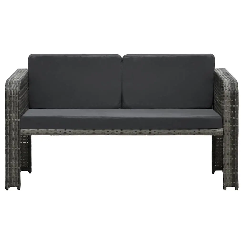 Garden Lounge Set 4 Piece Sofa Coffee Table Stools Cushions Anthracite Poly Rattan