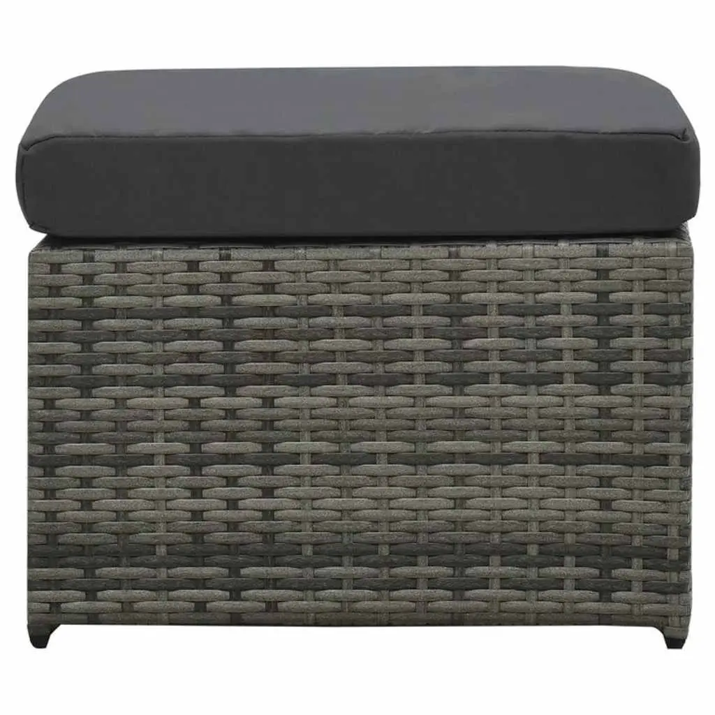Garden Lounge Set 4 Piece Sofa Coffee Table Stools Cushions Anthracite Poly Rattan