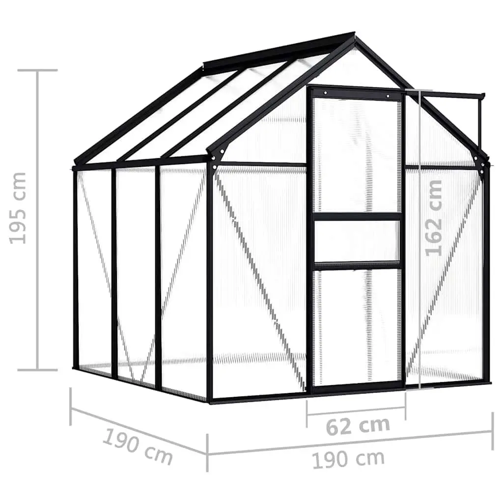Greenhouse Polycarbonate Anthracite 3.61 m² Garden Aluminium Frame UV Resistant