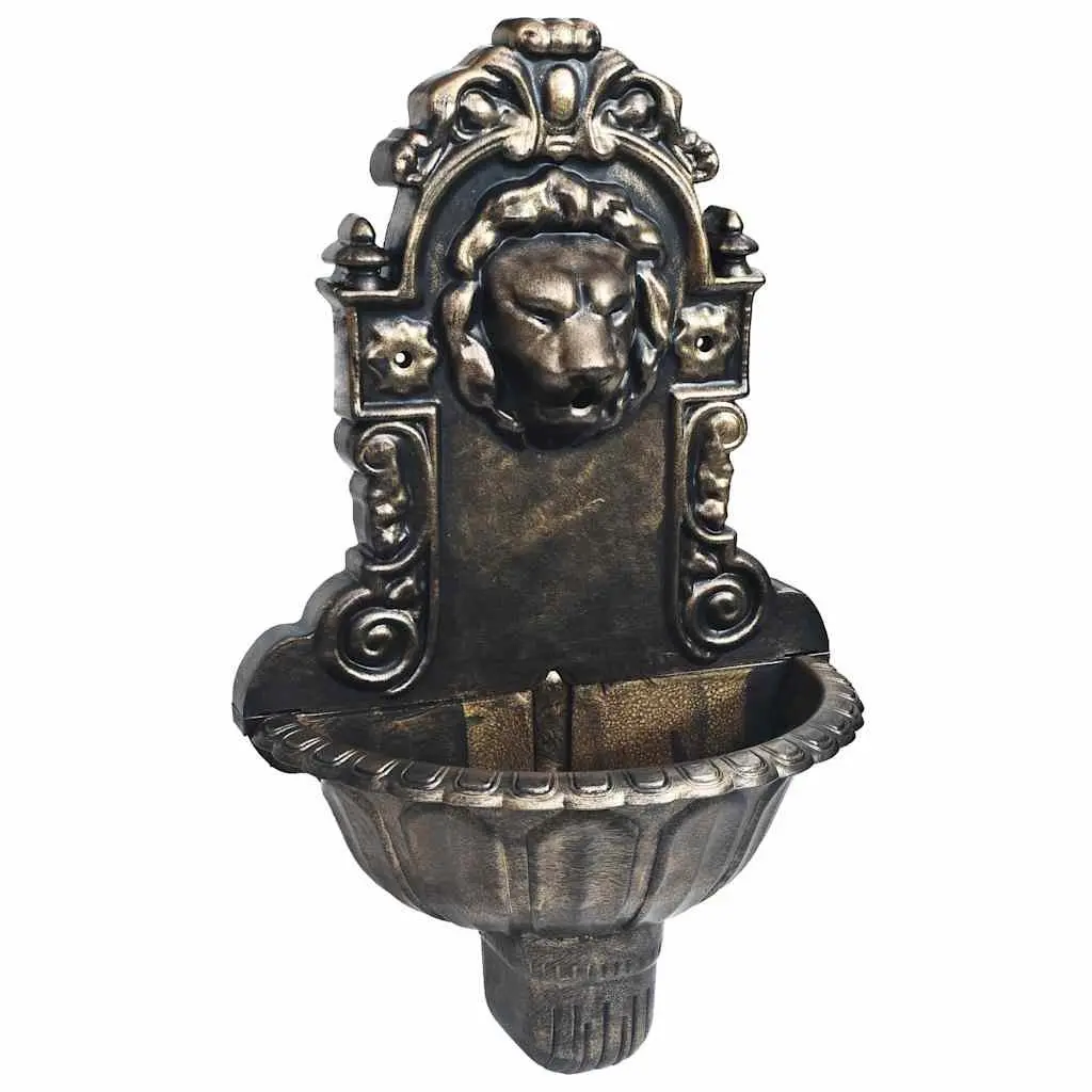 Wall Fountain Lion Head Design Brown Decorative Indoor Water Feature Pump Hose