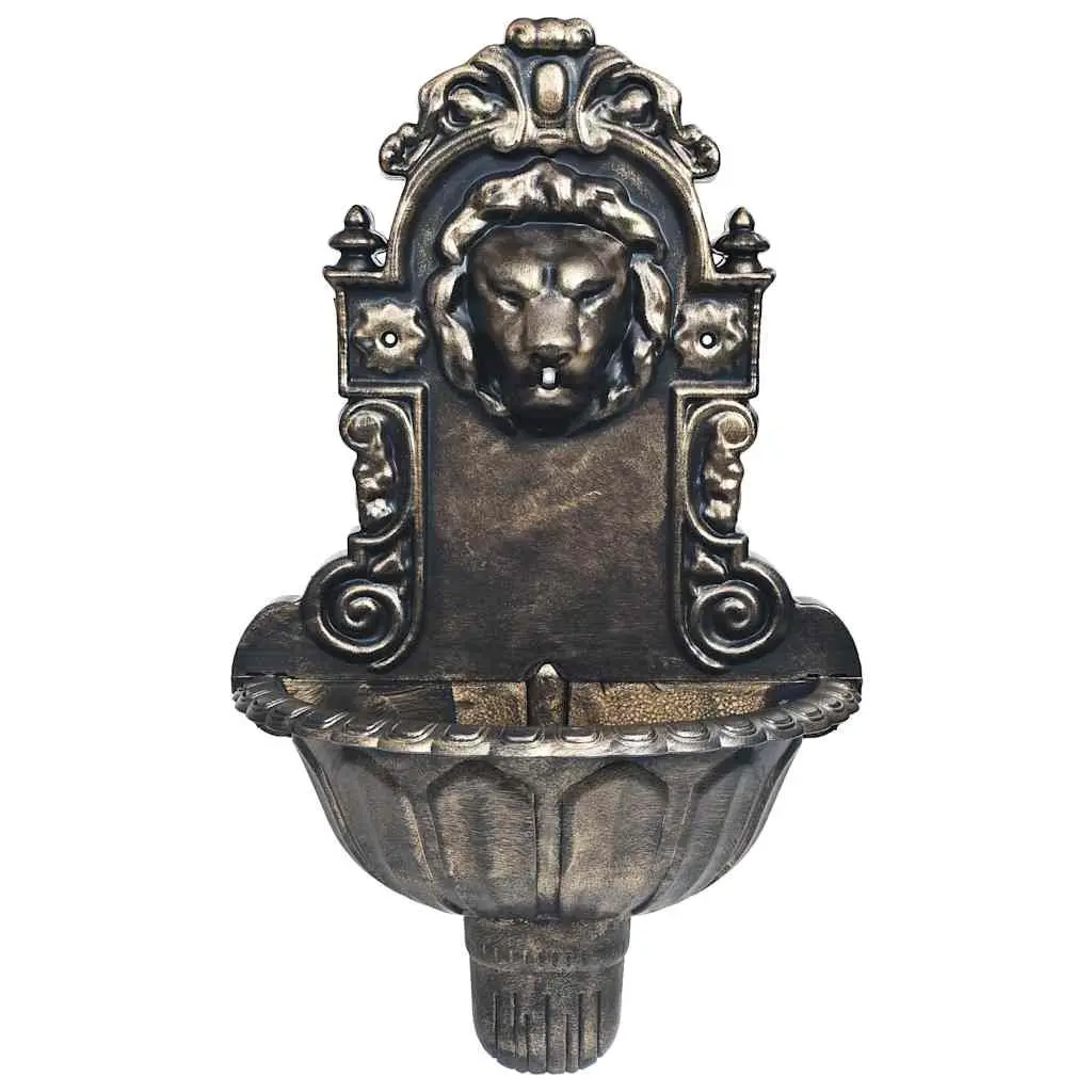 Wall Fountain Lion Head Design Brown Decorative Indoor Water Feature Pump Hose