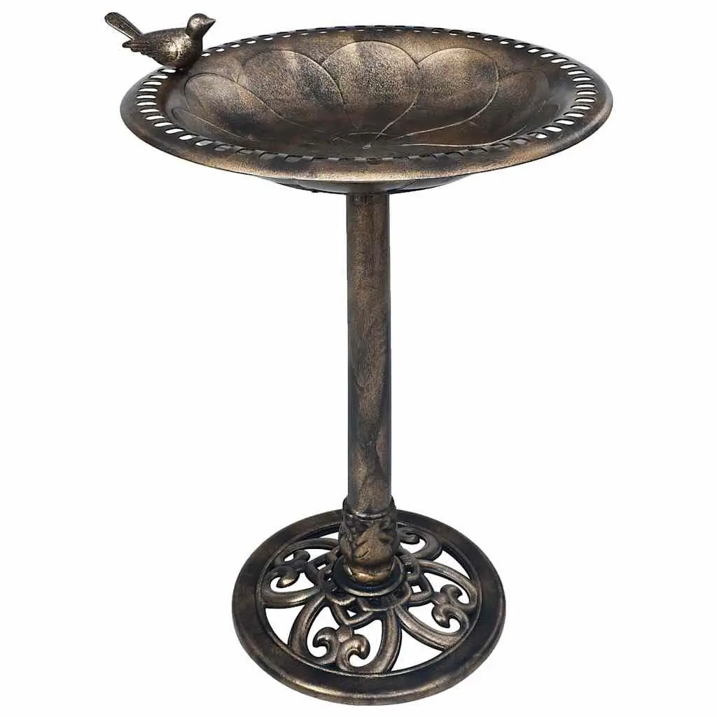 Garden Bird Bath Pedestal Bowl Outdoor Decor Gold