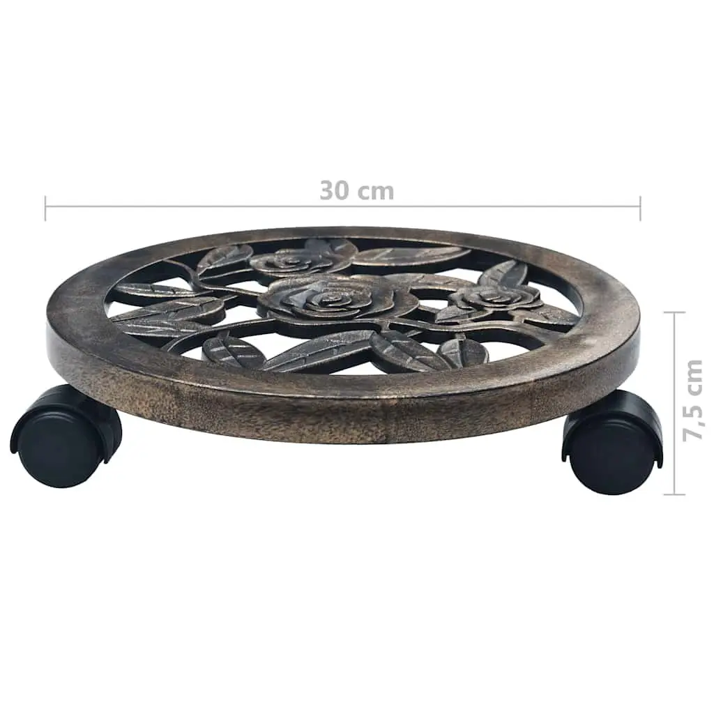 Plant Trolleys 30cm Rolling Caddies Brown 6 Piece
