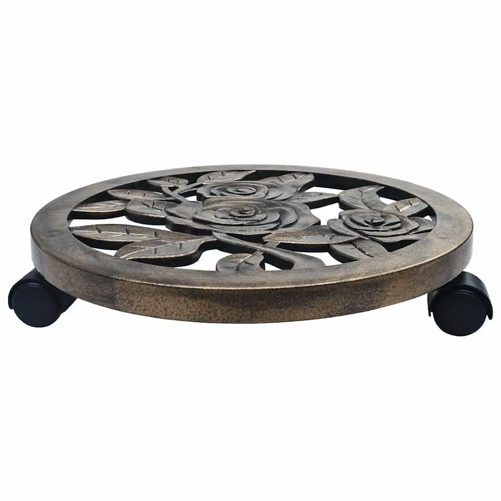 Plant Trolleys Set of 6 Rolling Casters Pot Stand 38cm Brown