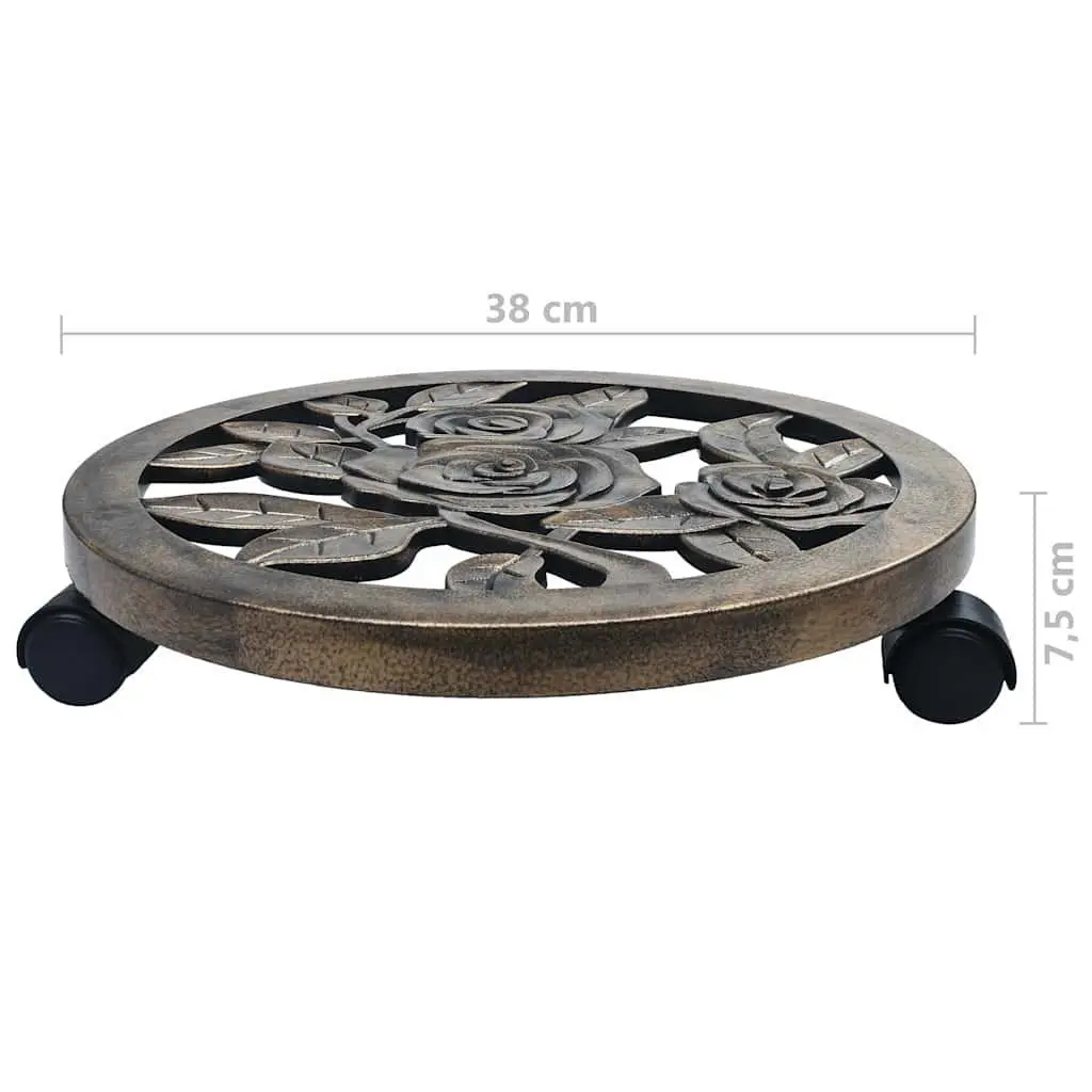 Plant Trolleys Set of 6 Rolling Casters Pot Stand 38cm Brown