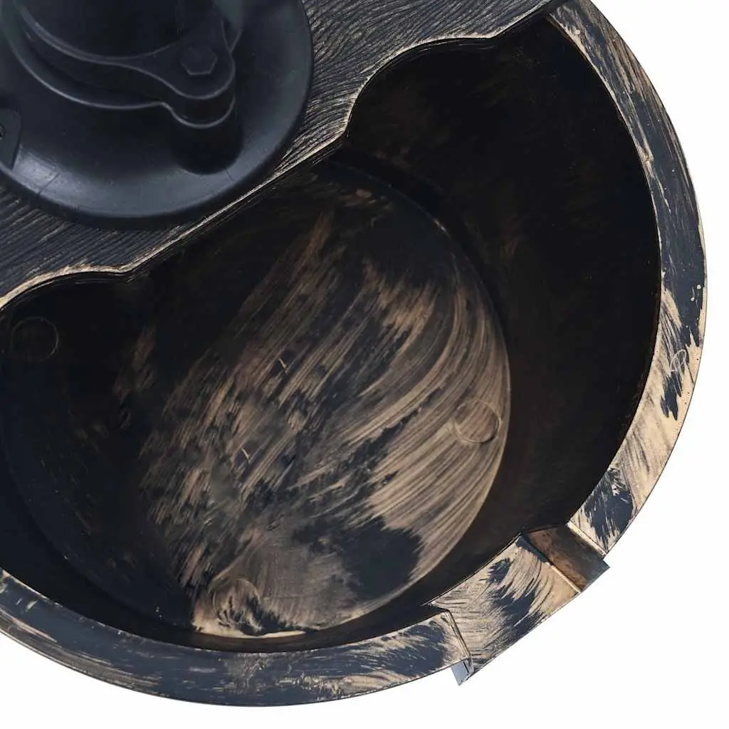 Garden Water Fountain Barrel with Pump Outdoor Patio Decor Brown