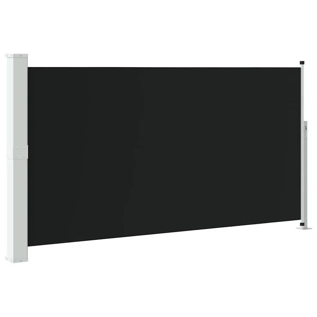 Retractable Side Awning Privacy Screen 170x300cm Black Outdoor Shade