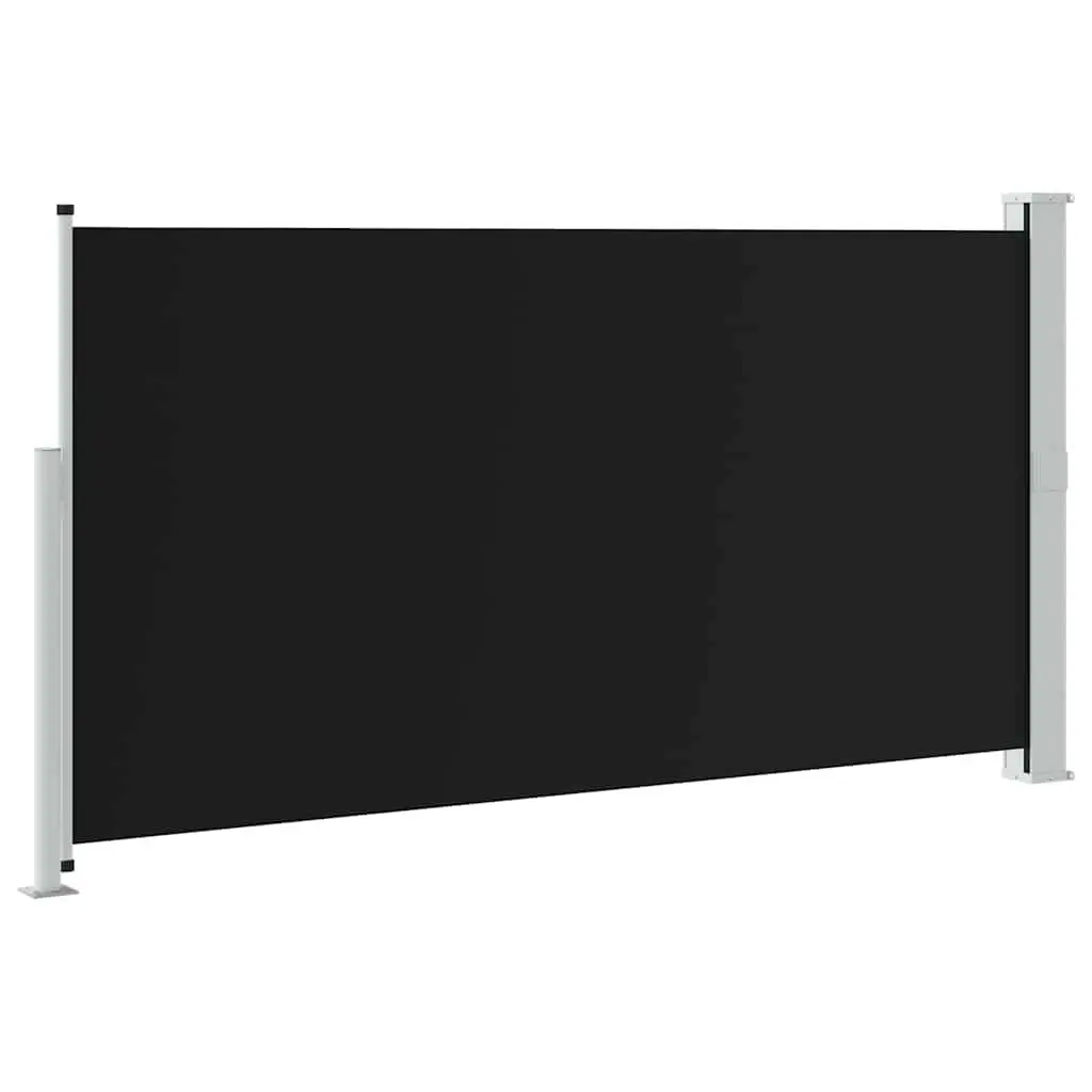 Retractable Side Awning Privacy Screen 170x300cm Black Outdoor Shade