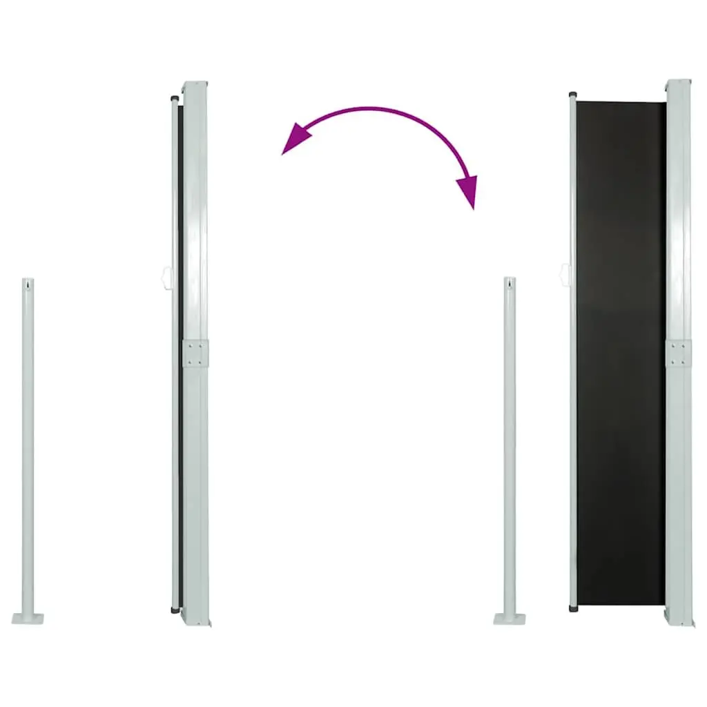 Retractable Side Awning Privacy Screen 170x300cm Black Outdoor Shade