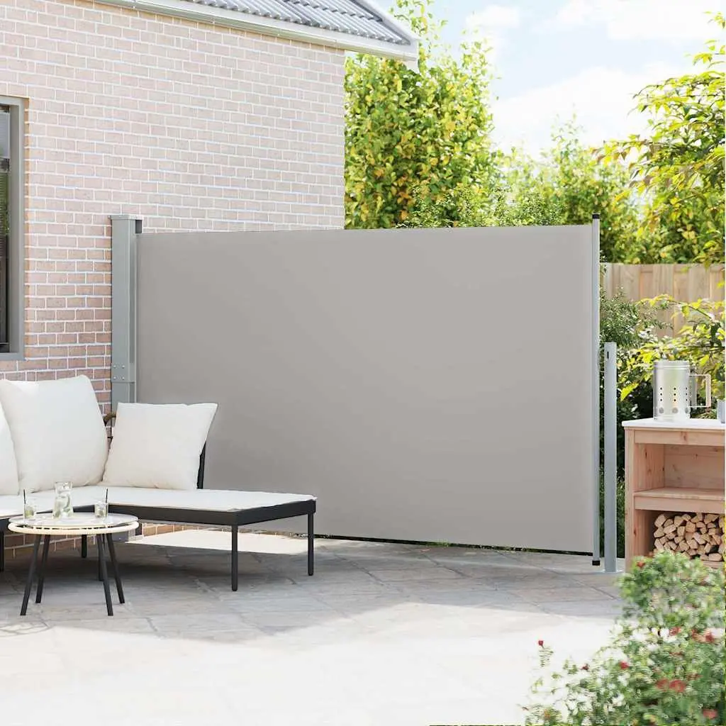 Grey Outdoor Privacy Screen Retractable Side Awning 170x300cm Sunshade