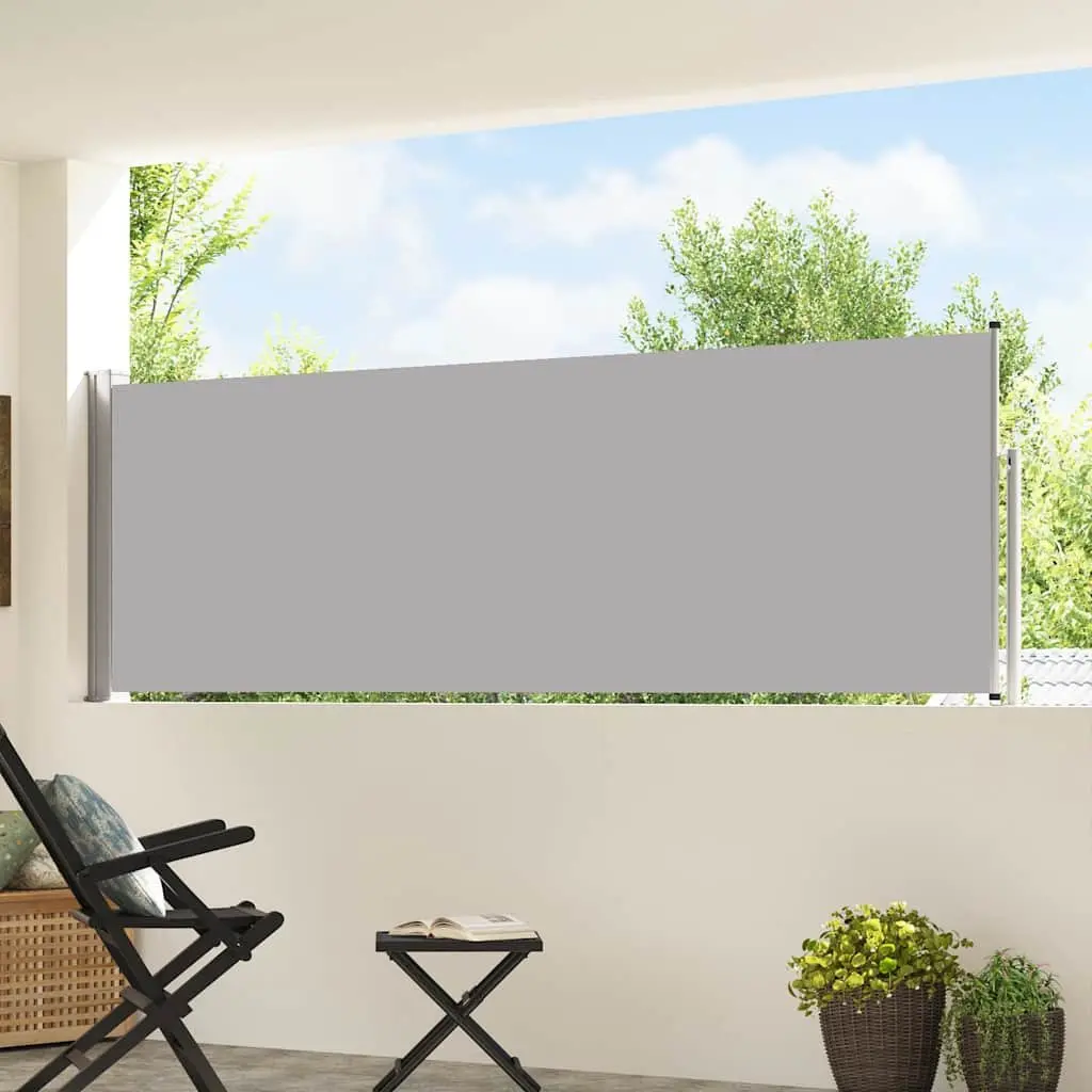 Retractable Side Awning Outdoor Privacy Screen Grey 100x500 cm Garden Shade