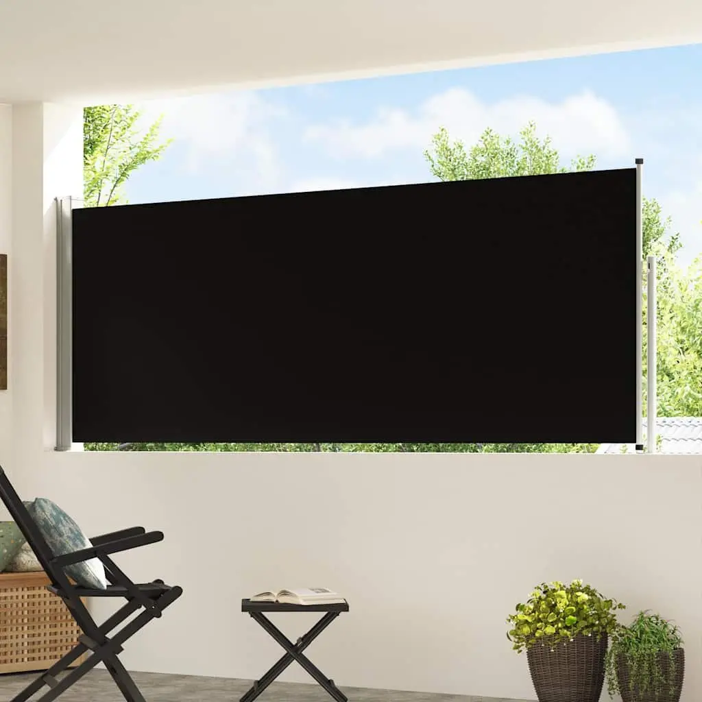 Retractable Side Awning Privacy Screen 117x514cm Black