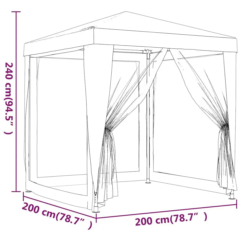 Party Tent Outdoor Gazebo 2x2m White Mesh Sidewalls