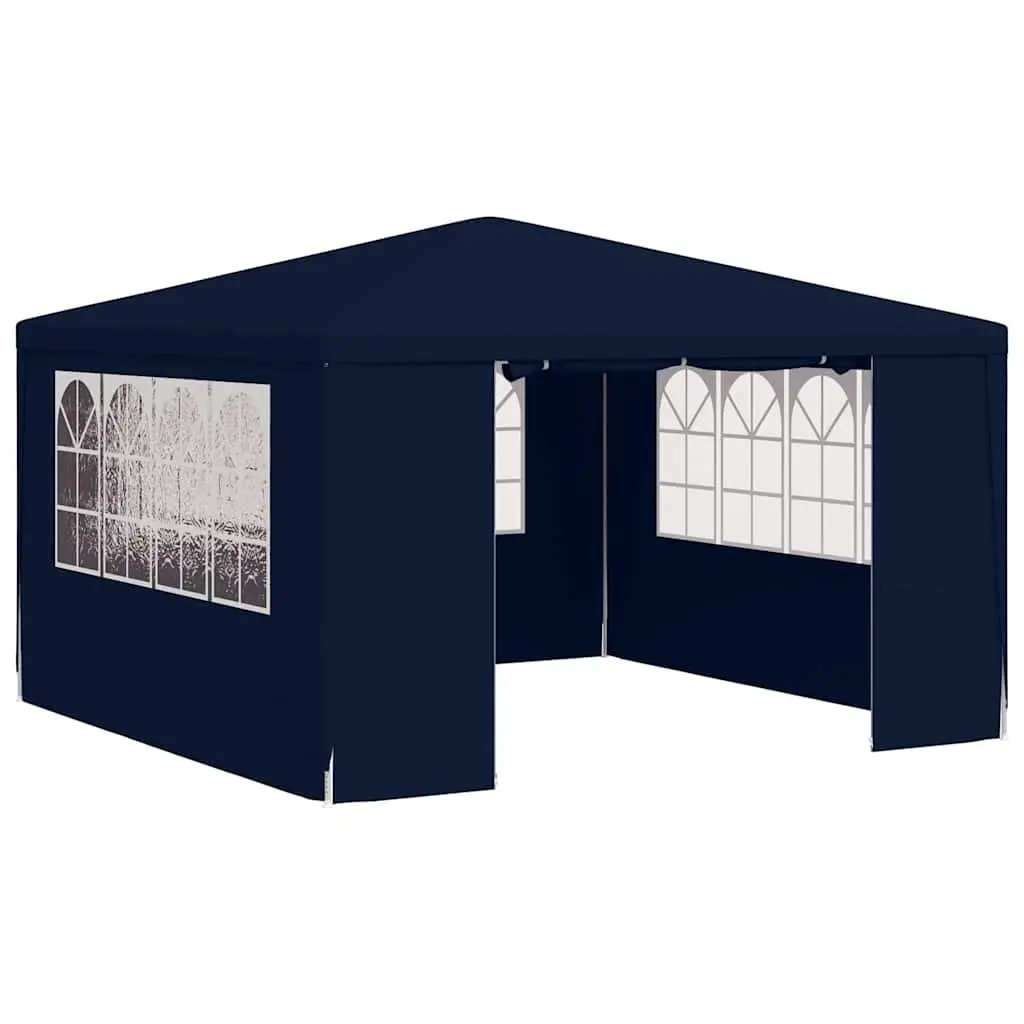 Party Tent Outdoor Gazebo 4x4 m Blue with Side Walls Decorative Windows Zippered Door