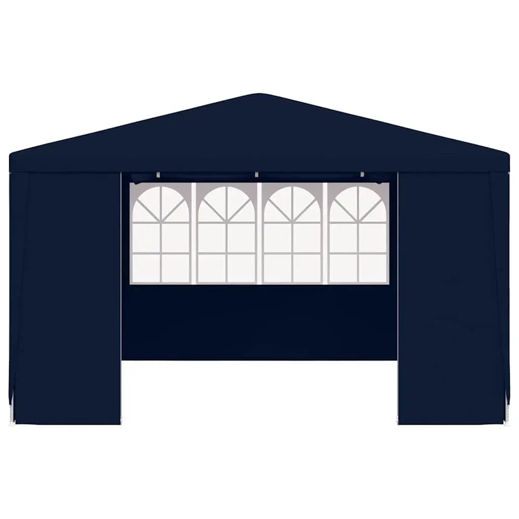 Party Tent Outdoor Gazebo 4x4 m Blue with Side Walls Decorative Windows Zippered Door