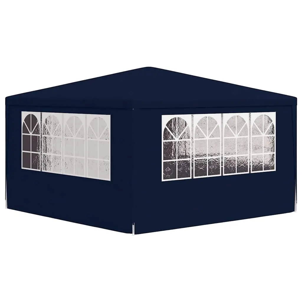 Party Tent Outdoor Gazebo 4x4 m Blue with Side Walls Decorative Windows Zippered Door