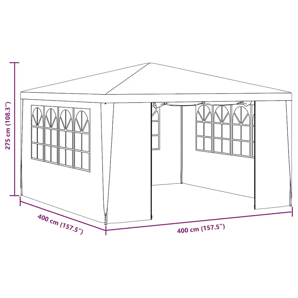 Party Tent Outdoor Canopy 4x4 m Green with Side Walls Windows Door Panels