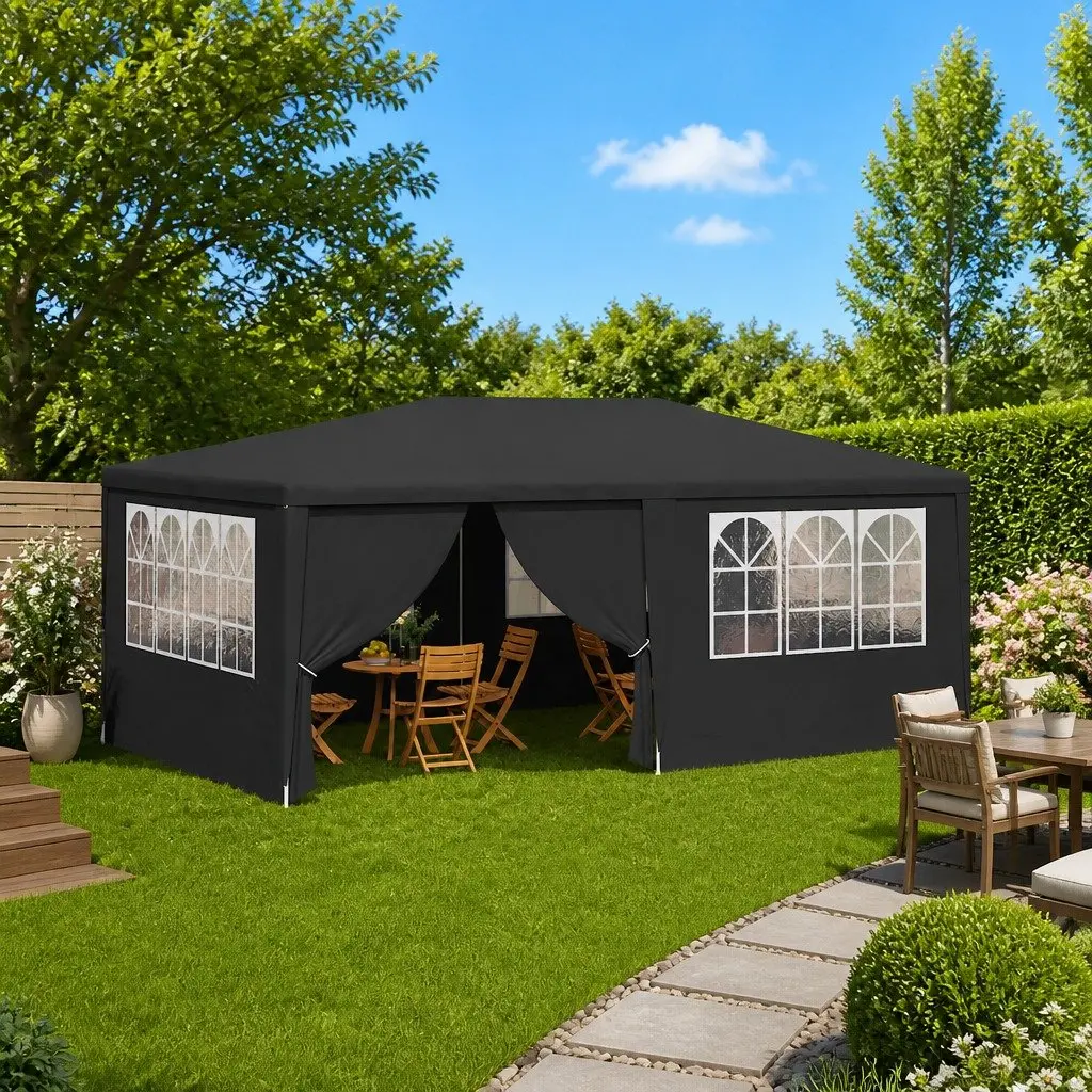 Party Tent Outdoor 4x6 m Anthracite with Side Walls Windows Door