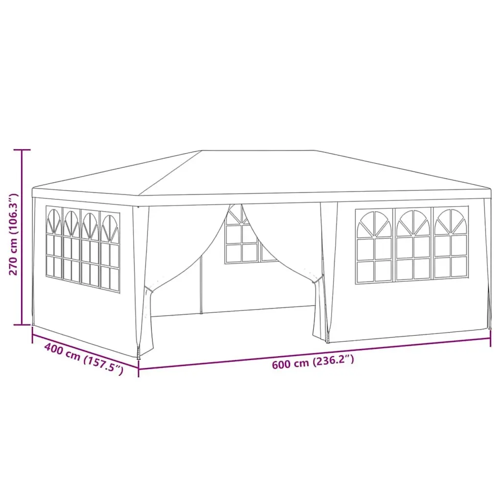 Party Tent Outdoor 4x6 m Anthracite with Side Walls Windows Door