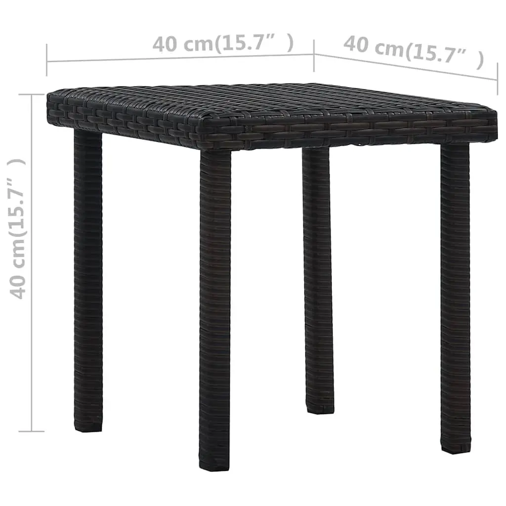 Outdoor Garden Tea Table Brown 40x40x40 cm PE Rattan Patio Furniture