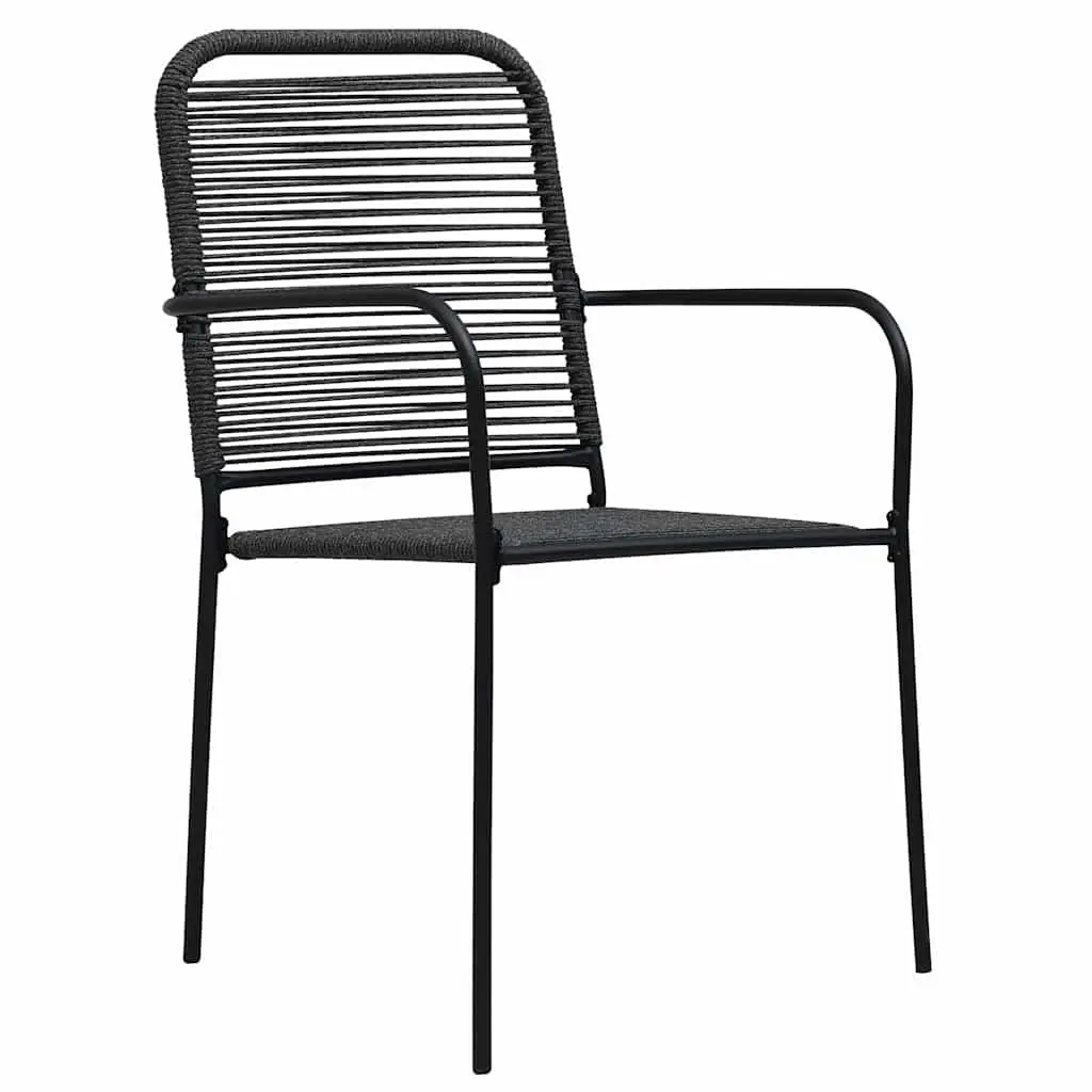 Outdoor Chairs Set of 2 Cotton Rope Woven Steel Frame Garden Seating Black