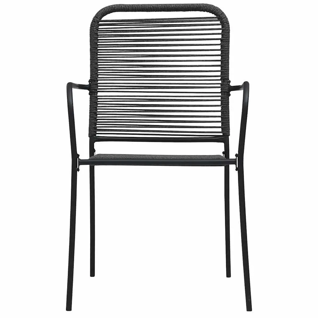 Outdoor Chairs Set of 2 Cotton Rope Woven Steel Frame Garden Seating Black
