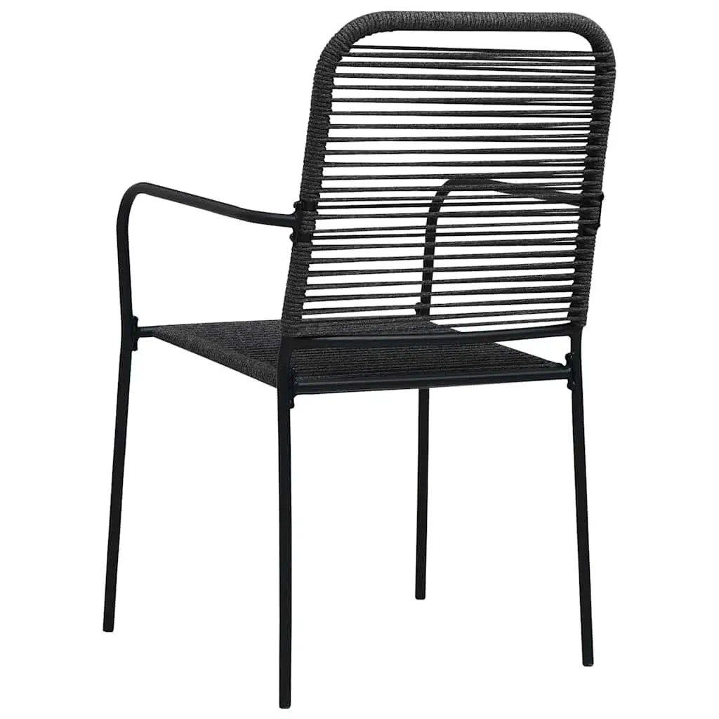 Outdoor Chairs Set of 2 Cotton Rope Woven Steel Frame Garden Seating Black