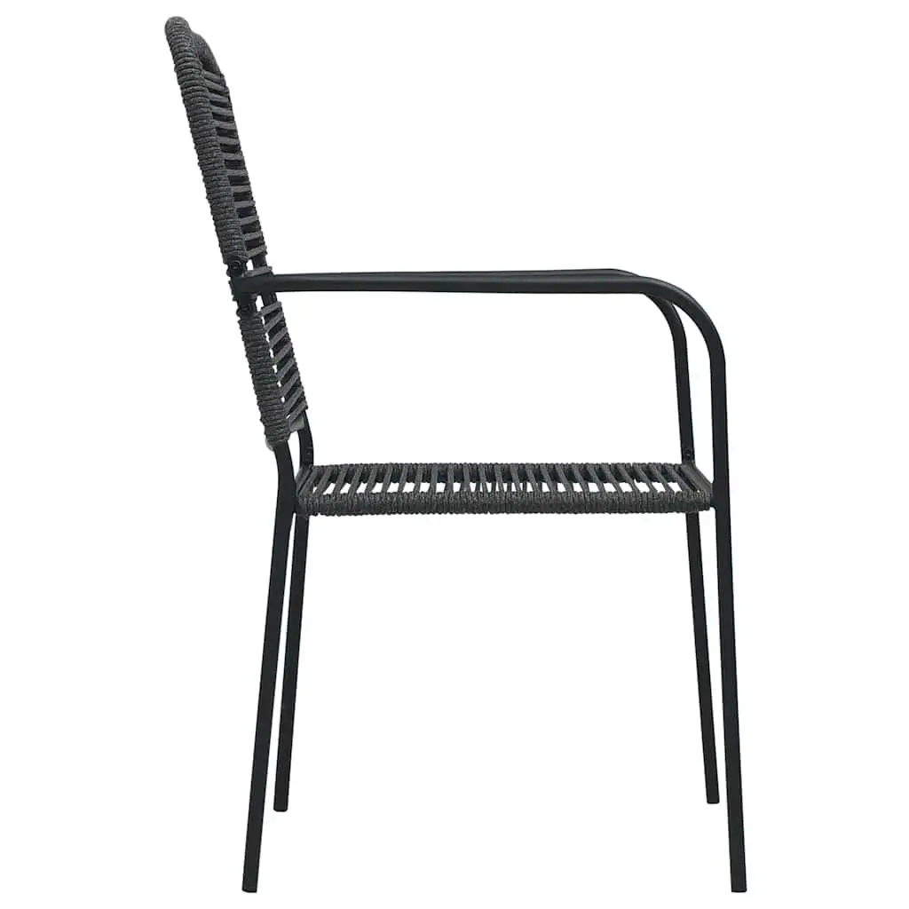 Outdoor Chairs Set of 2 Cotton Rope Woven Steel Frame Garden Seating Black