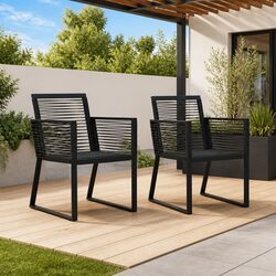 Comfortable and Durable Black Outdoor Chair Set