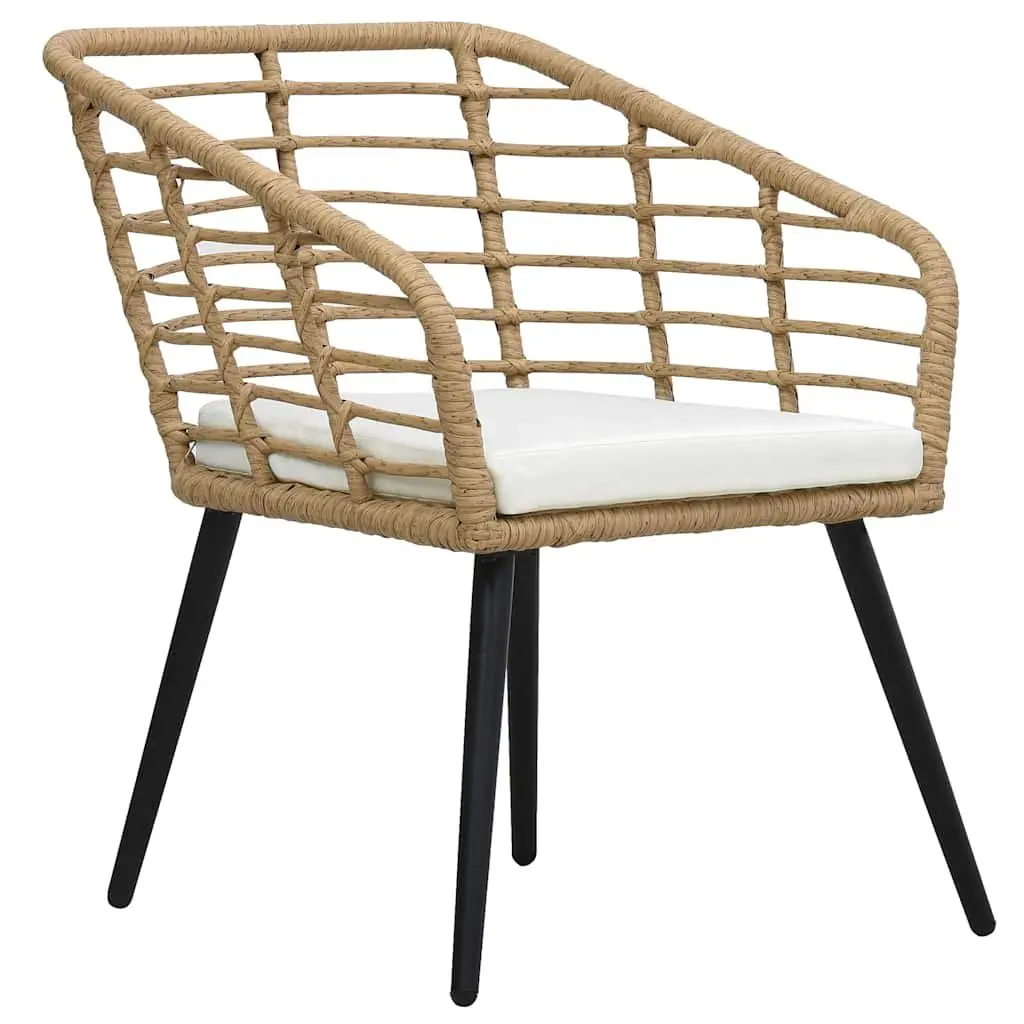 Outdoor Chairs 2 pcs Patio Seating Brown Poly Rattan with Cushions