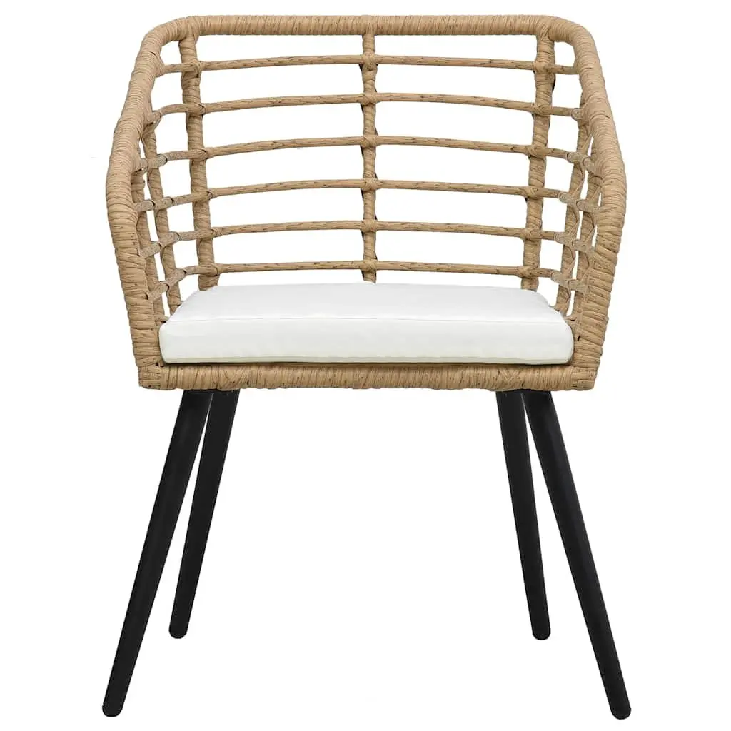 Outdoor Chairs 2 pcs Patio Seating Brown Poly Rattan with Cushions