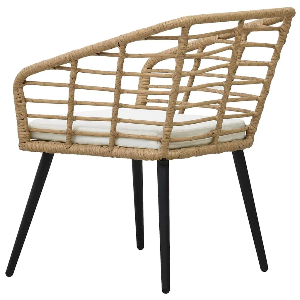 Outdoor Chairs 2 pcs Patio Seating Brown Poly Rattan with Cushions