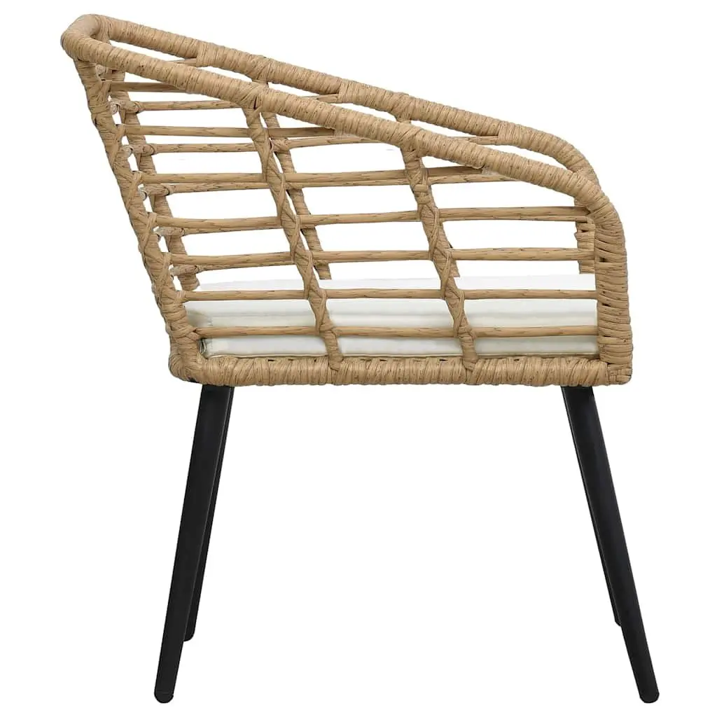 Outdoor Chairs 2 pcs Patio Seating Brown Poly Rattan with Cushions