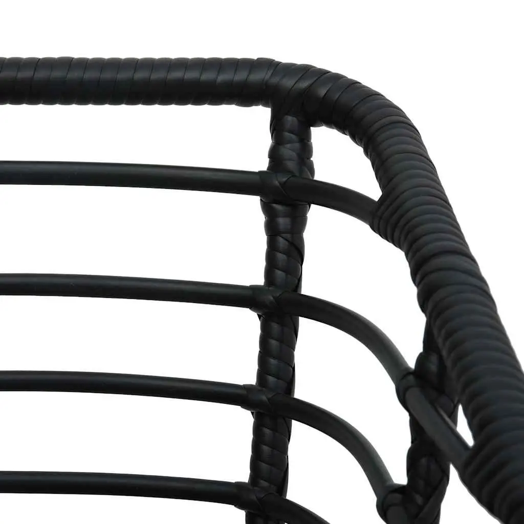 Bistro Set Black Outdoor Patio Furniture Poly Rattan Chairs Table 3 Piece