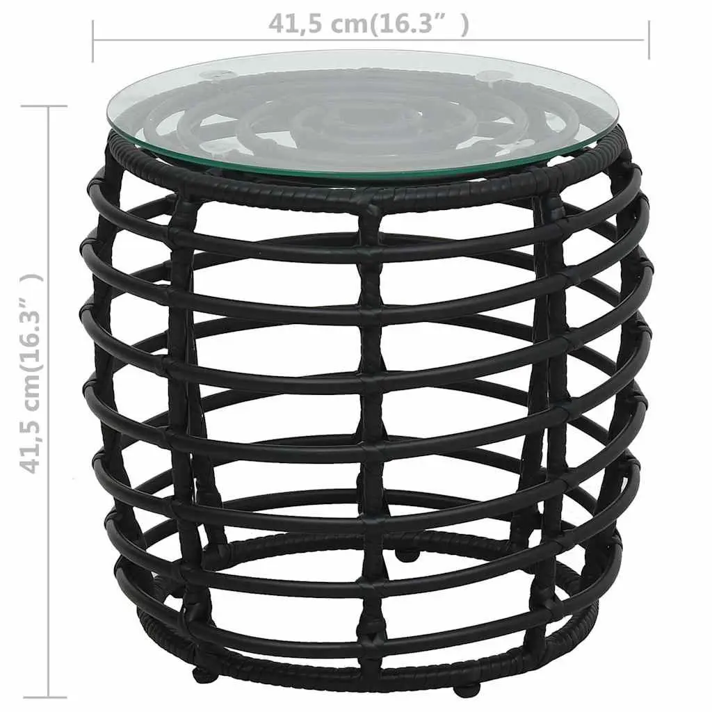 Bistro Set Black Outdoor Patio Furniture Poly Rattan Chairs Table 3 Piece