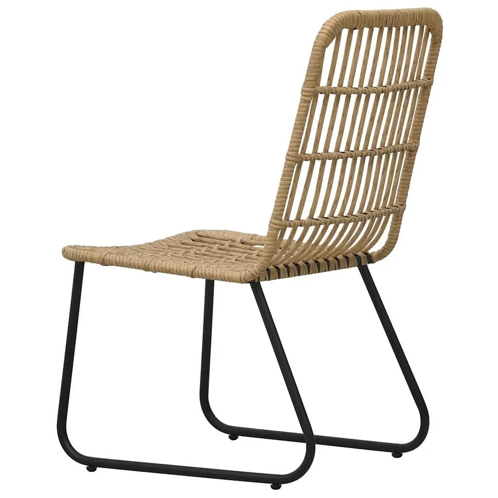Outdoor Chairs Curved Backrest 2 Piece Brown Poly Rattan Garden Patio Seating