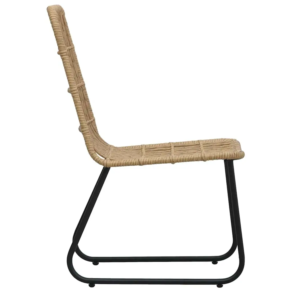 Outdoor Chairs Curved Backrest 2 Piece Brown Poly Rattan Garden Patio Seating
