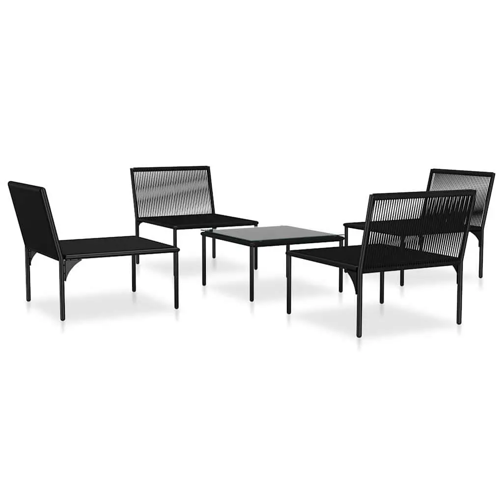 5 Piece Garden Lounge Set Outdoor Furniture Cushions Black Patio Sectional